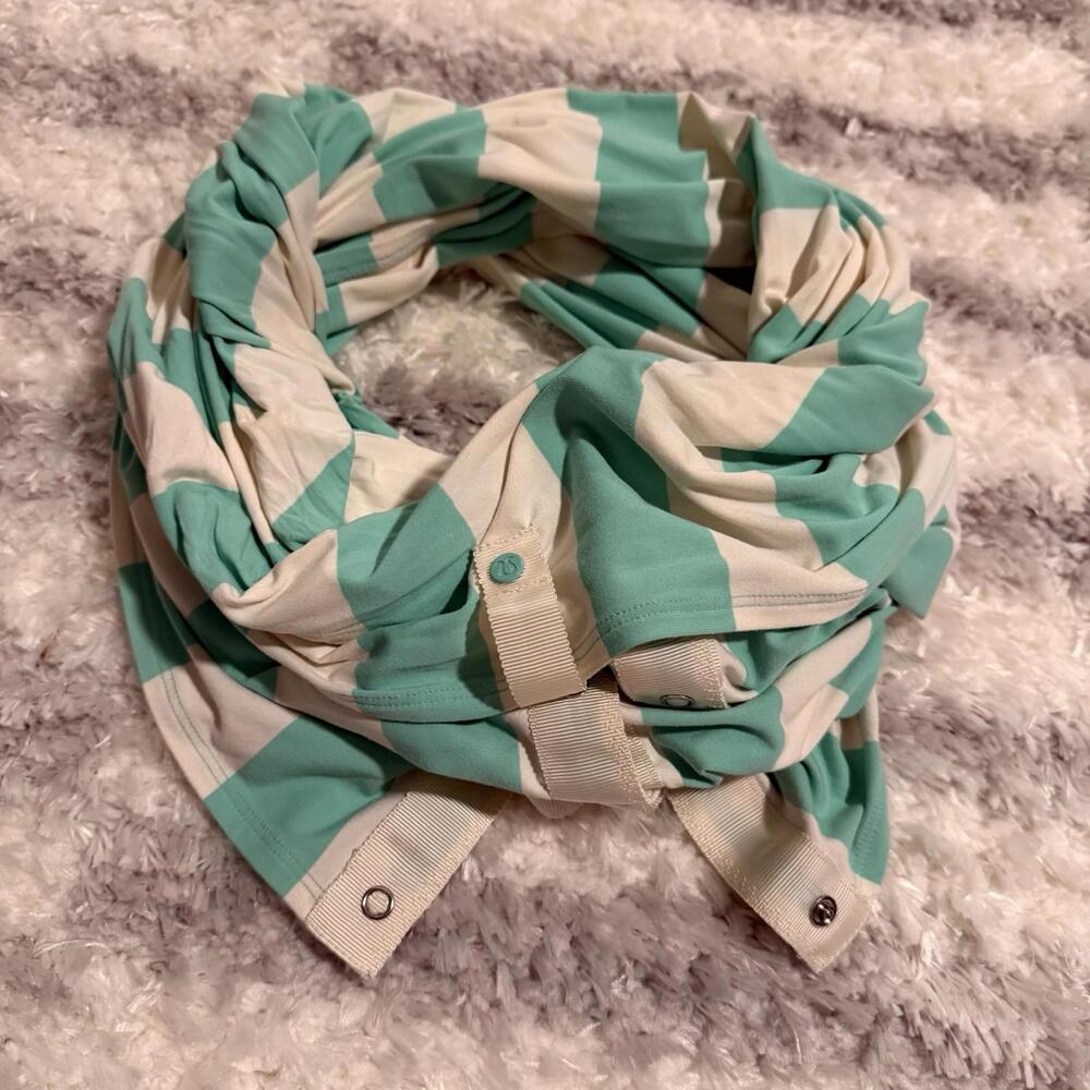 ✨ Lululemon Vinyasa Scarf – Teal & Cream Stripe ✨ spring light weight - Picture 2 of 7